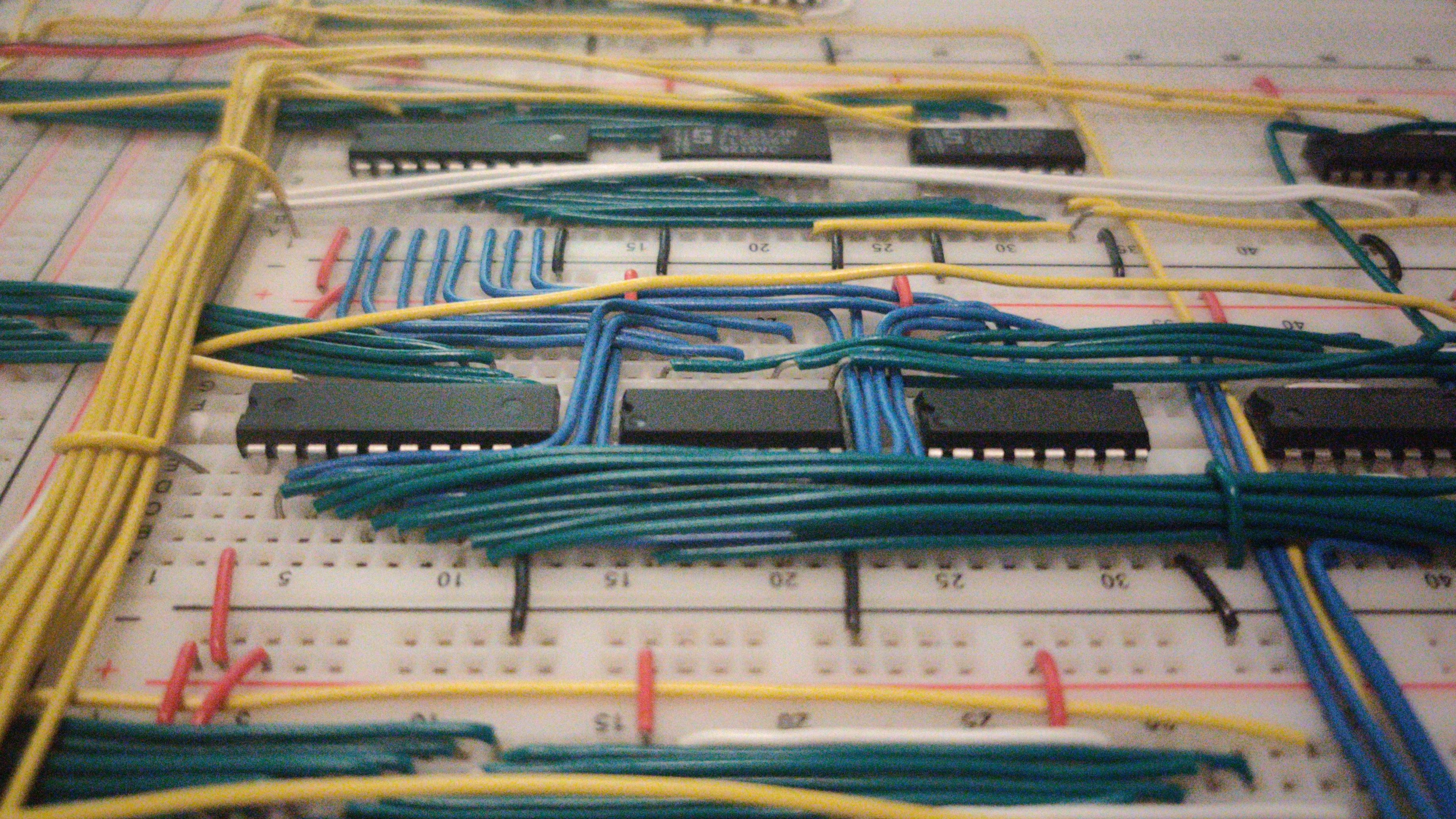 Ben Eater breadboard computer close view of wiring